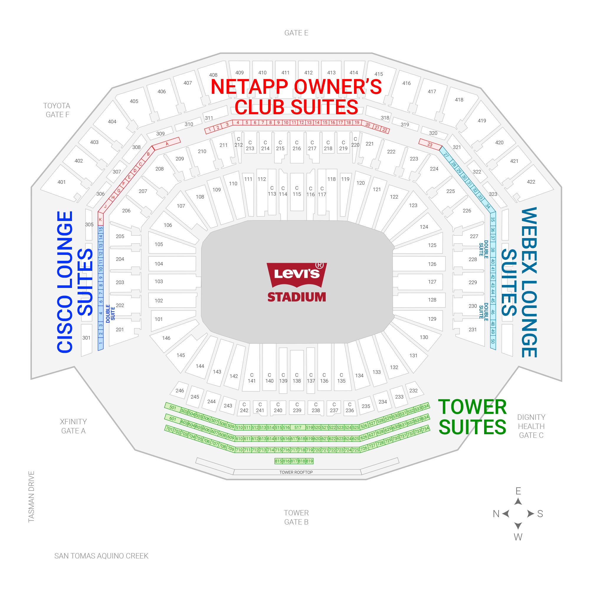 Levi's Stadium Suite Map and Seating Chart