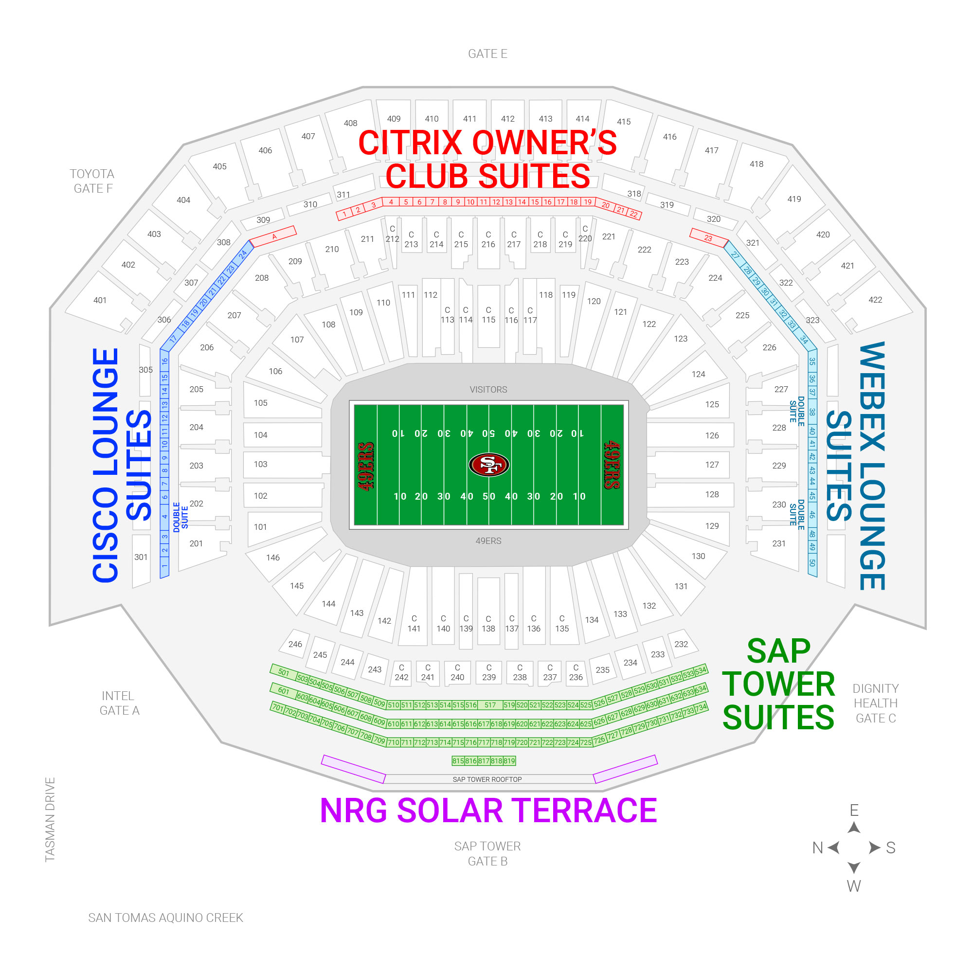 Levi's Stadium / San Francisco 49ers Suite Map and Seating Chart